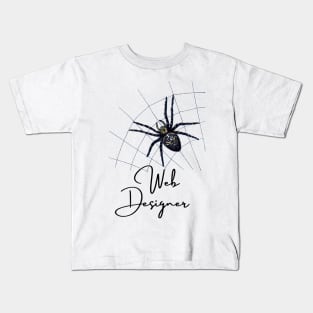 Funny Design for Web Designers with Cool Scary Spider in a Web Kids T-Shirt